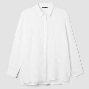 Eileen Fisher Organic Cotton Lofty Gauze Classic Collar Shirt